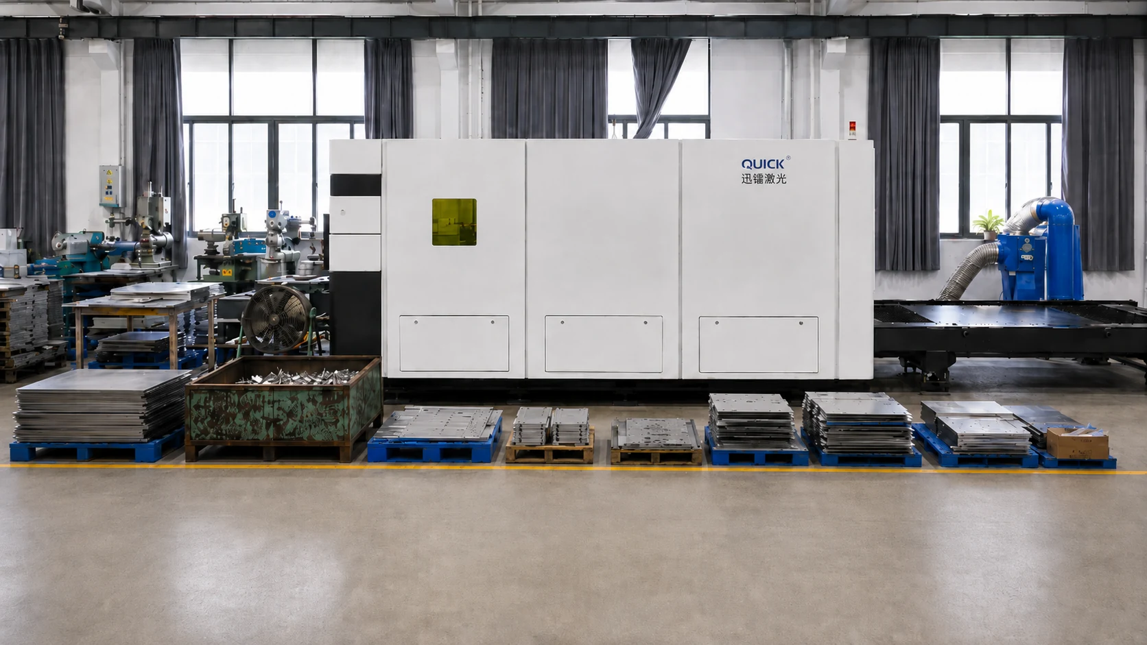 Sheet metal laser cutting workshop at Hangzhou Beili